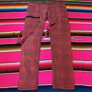 VTG Lip Service Rude‎ Pants Size 34x32 Slim Plaid Emo Punk Goth Y2K Button Fly